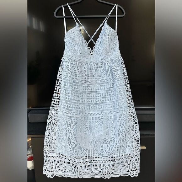 Bardot Light Blue Versailles Lace Dress Size 10 - Picture 3 of 14